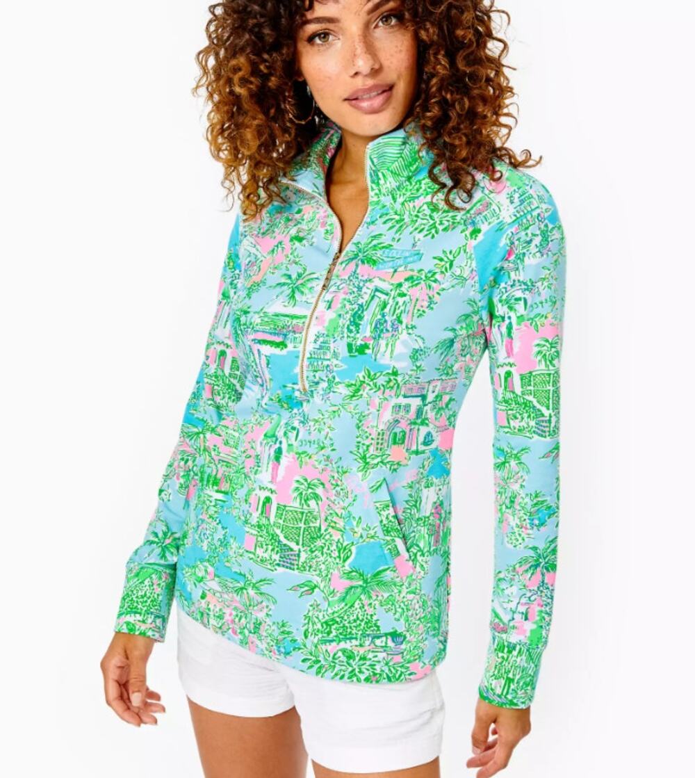 Lilly Pulitzer Skipper Popover In Multi Lilly Loves Palm Beach Medium Upf 50+